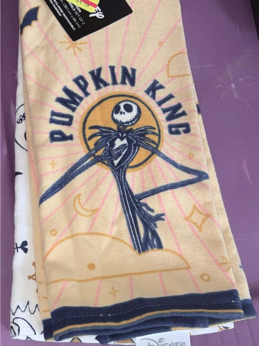 Disney 2 piece Nightmare before Christmas pumpkin king kitchen towel